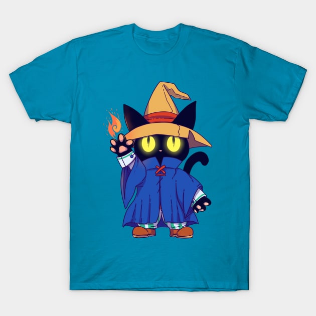 Black mage Fantasy Cat T-Shirt by TechraNova